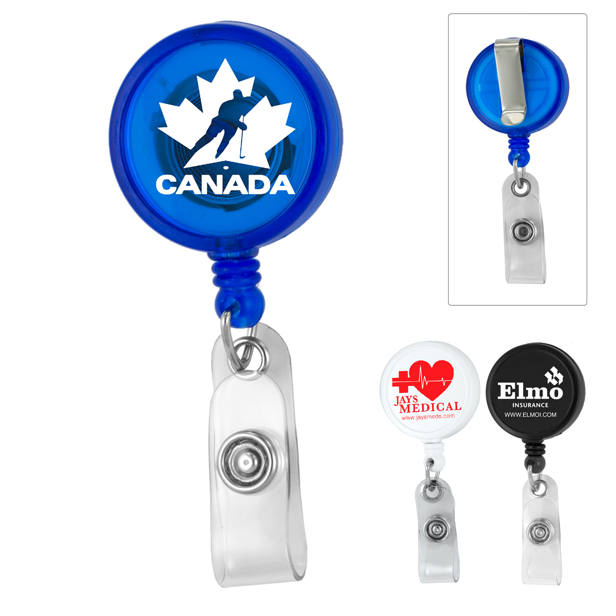 "Worthington VL" 30” Cord Round Jumbo Imprint Retractable Badge Reel and Badge Holder with Metal Slip Clip Attachment